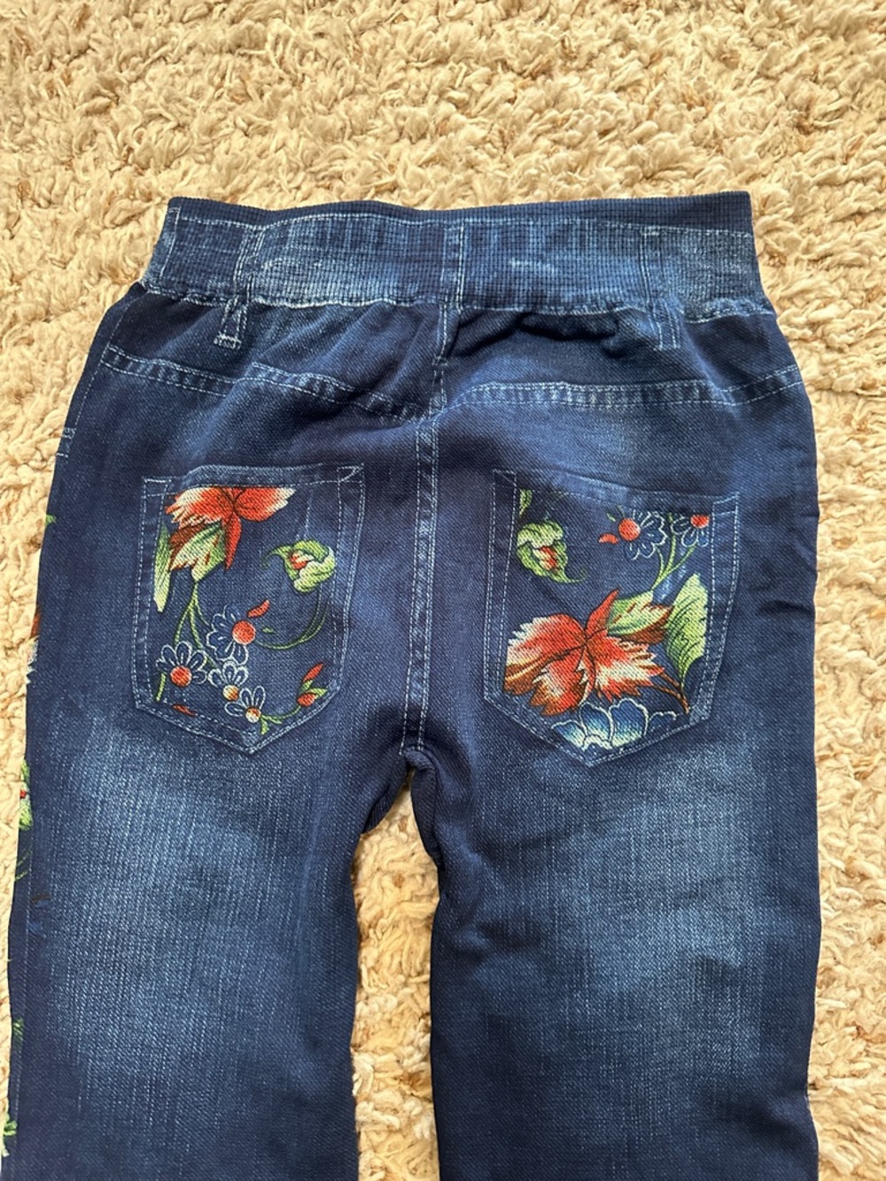 Floral Embroidered Dark Blue Women’s Jeggings - Stretch Fit - Picture 4 of 4
